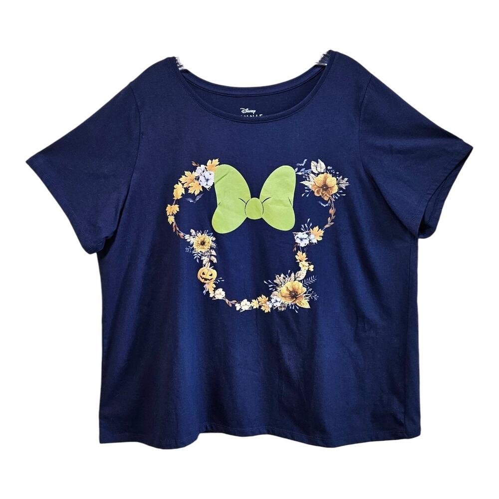 DISNEY Women Plus 1X Minnie Mouse T-Shirt Bow Bats Pumpkins Halloween Fall 46"